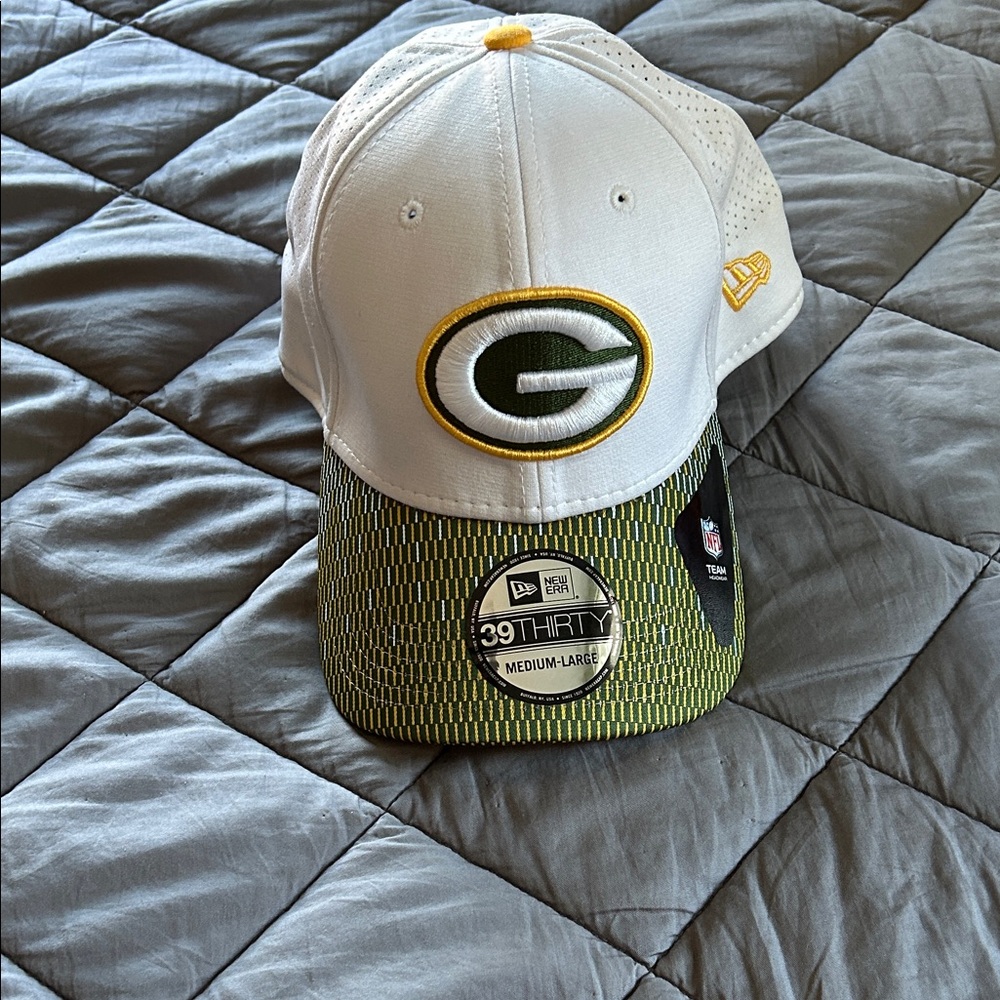 Like New New Era White and Green Cap with Yellow Accents